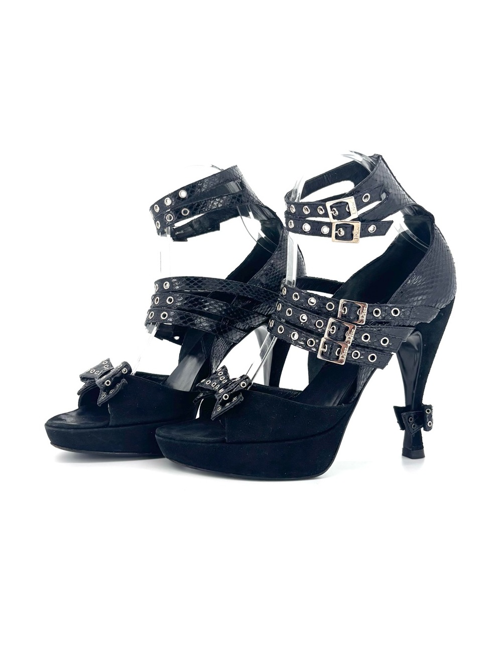 Dior John Galliano A/W 2003 Bondage Bow Snakeskin High Heel Sandals 39